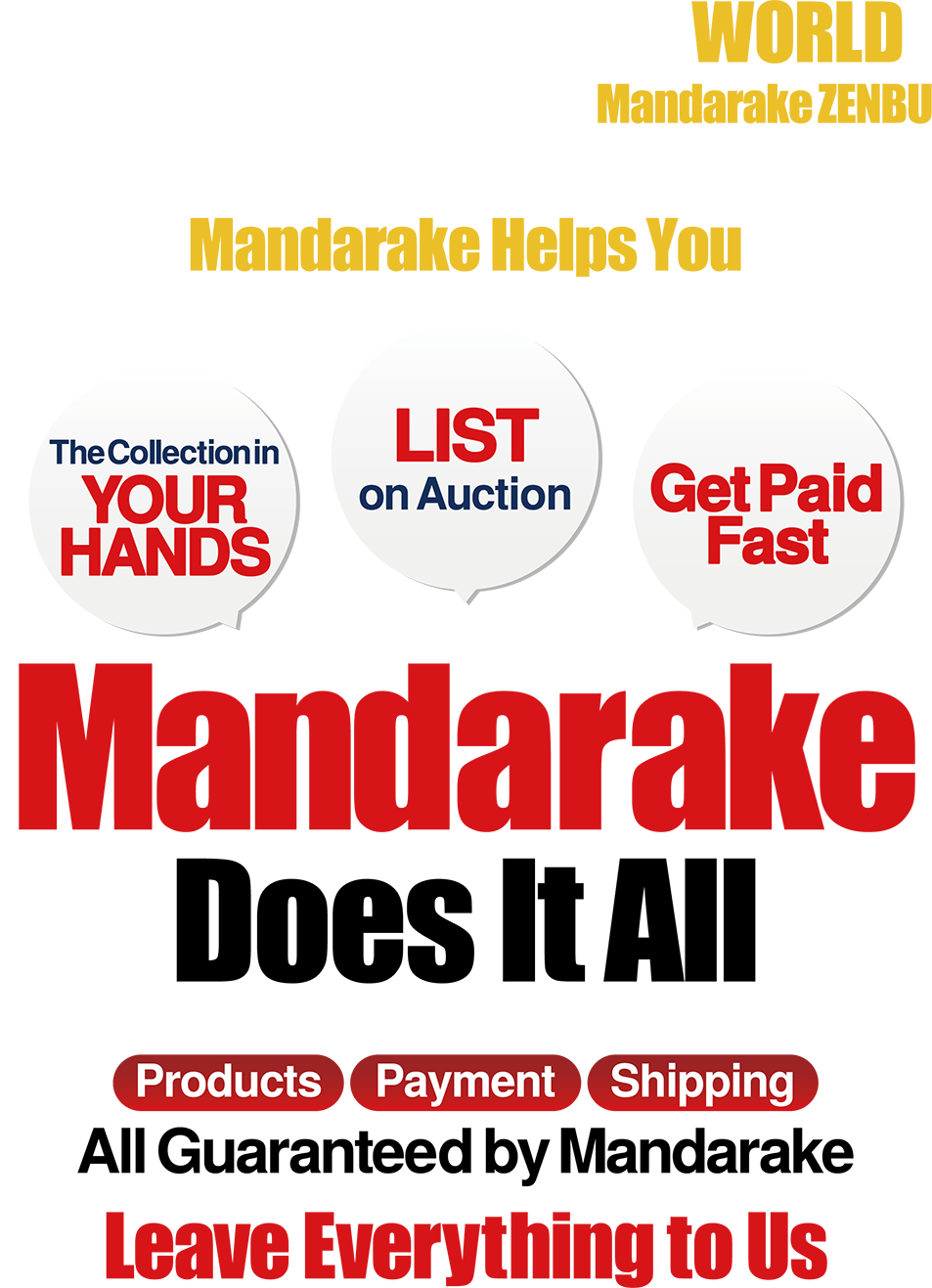 From Your Home to the WORLD. The Global Otaku Catalog – MANDARAKE ZENBU List Your Collection at Auction! Collection in YOUR HANDS, LIST on Auction, Get Paid Fast - Mandarake Does It All. Products, Payment, and Shipping – All Guaranteed by Mandarake. Leave Everything to Us.